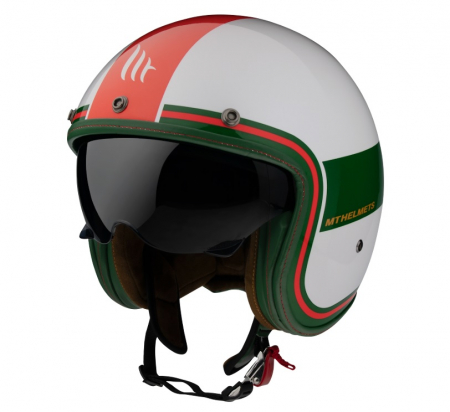 Casca open face MT Le Mans 2 SV Tant D5 alb/rosu/verde lucios (ochelari soare integrati) [1]