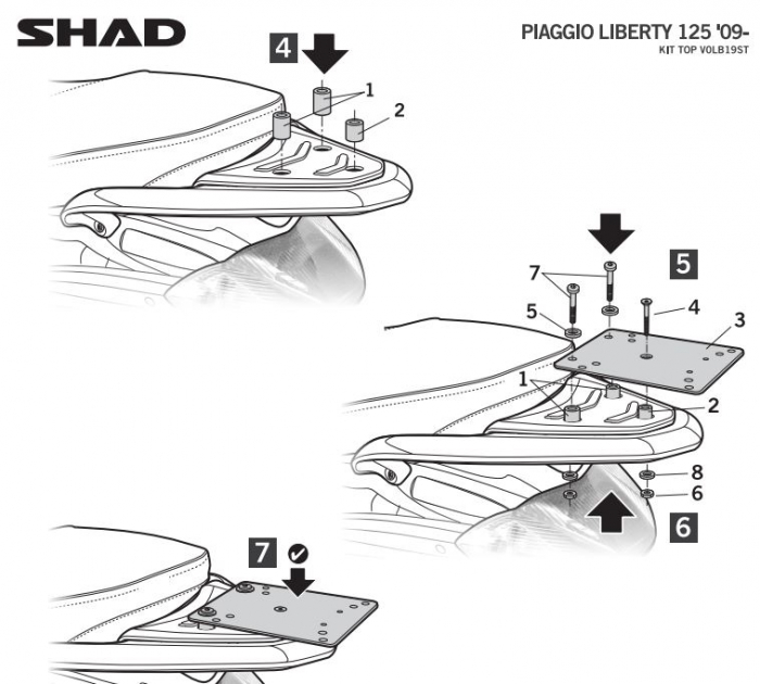 Kit de prindere cutie Top Master SHAD Piaggio/Vespa [2]