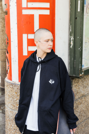 Magenta YIN ZIPPED HOODIE [2]