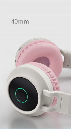 Casti Audio pentru copii Surround Bluetooth 5.0, cu urechiuse, Gri/Roz [2]