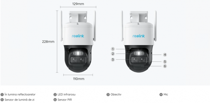 Camera de supraveghere 4G, Reolink G770, baterie reincarcabila, 4MP, auto zoom tracking, detectare persoana/vehicul, vedere nocturna color si reflector LED, doua obiective [2]