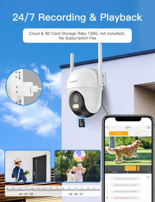 Camera de supraveghere Arenti OP1, WIFI, detectare persoane, vedere nocturna, rezolutie 2.5K 4MP UHD, senzor de miscare, alerte Push [9]