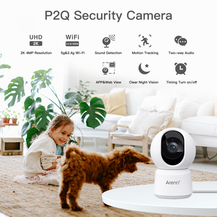Camera supraveghere Arenti P2Q1, Wi-Fi dual-band, 4MP UHD, AI miscare/sunet, urmarire automata, vedere nocturna 360° [5]