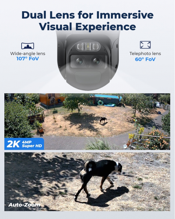 Camera de supraveghere Reolink TrackMix cu baterie reincarcabila, WIFI, , 4MP, auto zoom tracking, detectare persoana/vehicul, doua obiective [6]