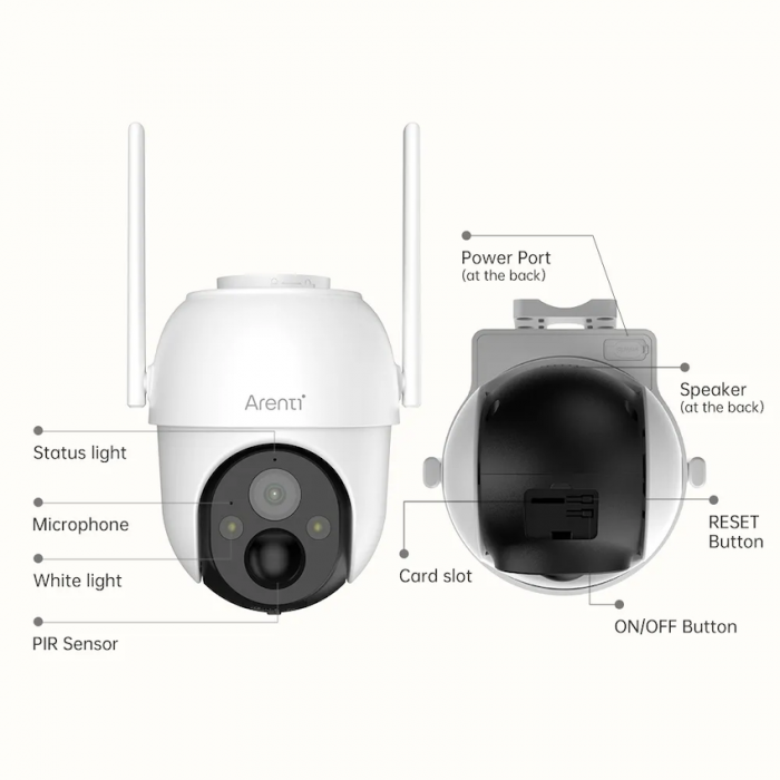Camera de supraveghere Arenti GO2T cu Panou Solar si baterie reincarcabila, WIFI, 2K cu rotire 360°, audio bidirectional [7]