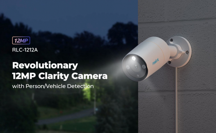 Reolink RLC 1212A surveillance camera, PoE, 12MP resolution, Person/Vehicle detection, color night vision, motion alert on phone [5]