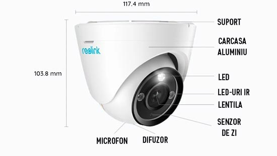 Camera de supraveghere Reolink RLC 1224A PoE, rezolutie 12MP, detectare Persoana/Vehicul, vedere nocturna color, averizare miscare pe telefon [2]