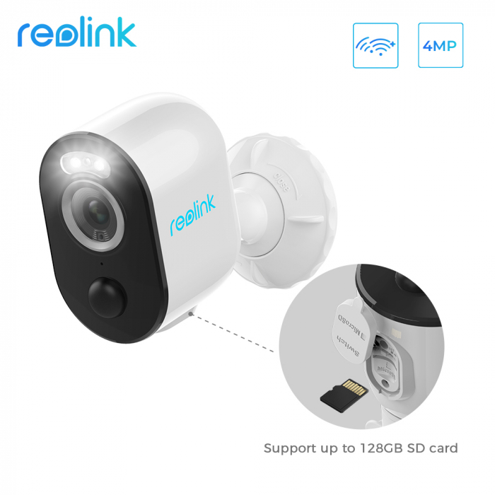 Camera de supraveghere cu baterie reincarcabila si WIFI, Reolink Argus 3 2K, 4MP, vedere nocturna color si reflector LED, detectare persoana/vehicul, avertizare miscare pe telefon, slot Micro SD Card [9]