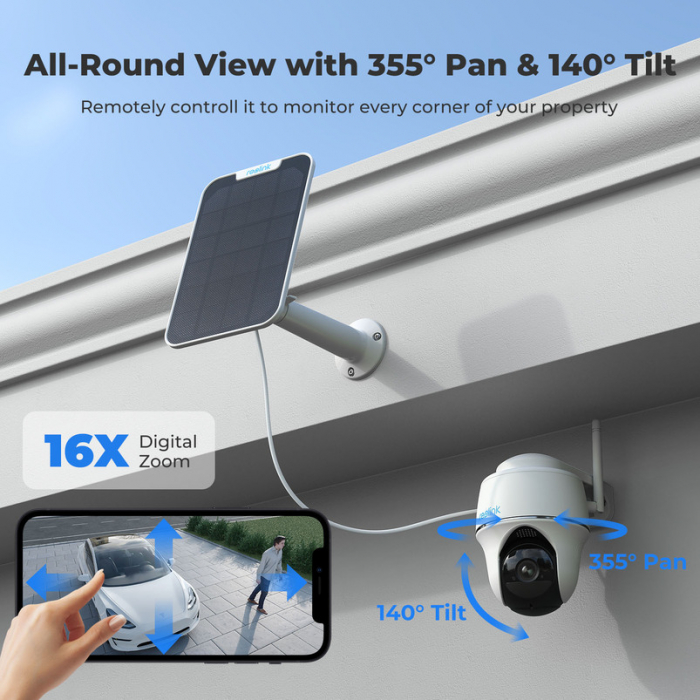 Camera de supraveghere Reolink Argus B430 cu baterie si panou solar, 5MP, Vedere pe timp de noapte color, Detectie inteligenta, Notificare telefon, Slot MicroSD [4]