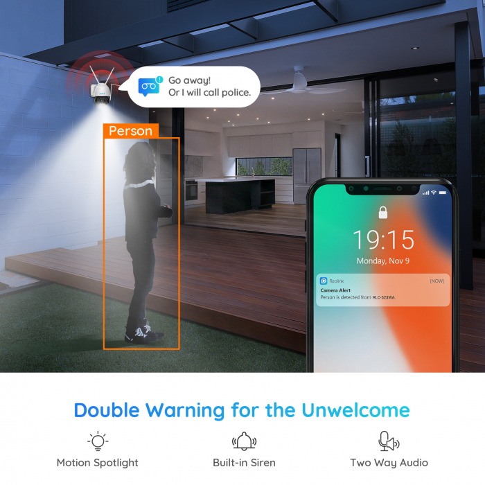 Reolink E560 Surveillance Camera - 4K 8MP Wi-Fi 6 Smart PTZ Camera, with auto tracking, 3X optical zoom, color night vision, audio and visual alerts, real-time two-way communication [14]