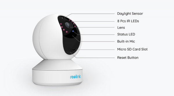 Reolink E320 Surveillance Camera, WIFI, Artificial Intelligence, 3MP resolution, Pan/Tilt, 355° horizontal viewing angle, 50° vertical viewing angle [3]