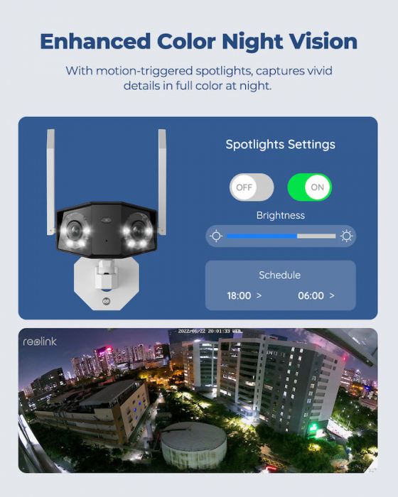 Reolink W730, WIFI dual lens surveillance camera with 8MP resolution, Person/Vehicle detection, 180° horizontal viewing angle [9]