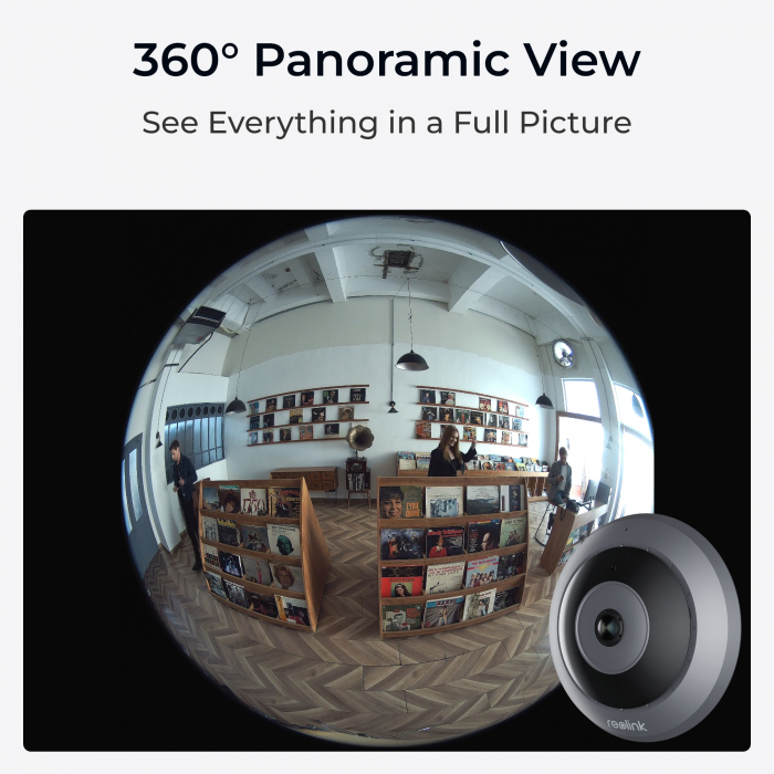 Cameră Supraveghere Panoramica 360° Reolink Fisheye P520, 6MP, Audio Bidirectional, Viziune Nocturna, PoE, Modele Multiple de Afisare [3]