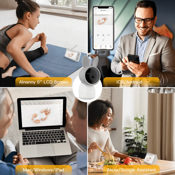 Monitor pentru bebelusi Arenti AInanny 2K UHD Video cu rotatie si inclinare, cu ecran LCD de 5 inch [3]