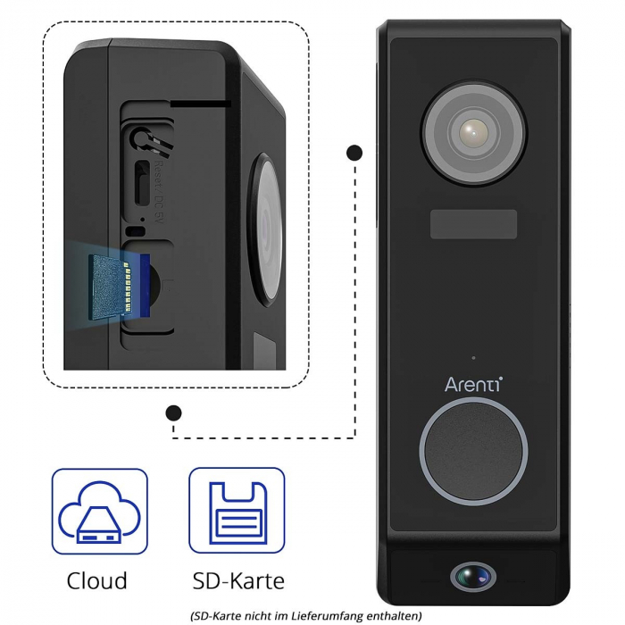 Sonerie Video Arenti P10, WiFi, baterie reincarcabila, vedere nocturna, camera 3+2MP, lentile duale, senzor miscare, alerte Push pe telefon [3]