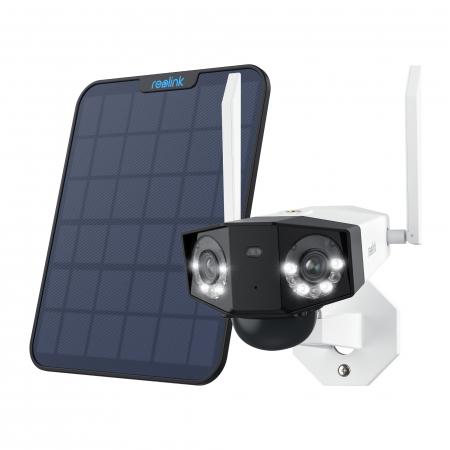 Conexiune 4G - Camera de supraveghere 4G - LTE cu Panou Solar, Reolink DUO 2 G750, baterie reincarcabila, detectare Persoana/Vehicul, rezolutie 6MP, unghi vizualizare diagonal 180°