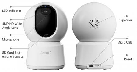 Camera supraveghere Arenti P2Q1, Wi-Fi dual-band, 4MP UHD, AI miscare/sunet, urmarire automata, vedere nocturna 360° [12]