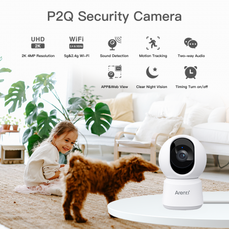 Camera supraveghere Arenti P2Q1, Wi-Fi dual-band, 4MP UHD, AI miscare/sunet, urmarire automata, vedere nocturna 360° [4]