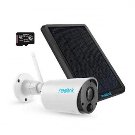 Conexiune Wi-Fi - Surveillance Camera Package with Solar Panel and 64GB MicroSD Card, Reolink Argus ECO-V2, 3MP HD resolution