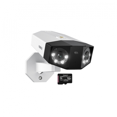 Camera de supraveghere - Pachet camera de supraveghere cu Card MicroSD 64 GB, Reolink DUO 2 PoE, rezolutie de 8MP