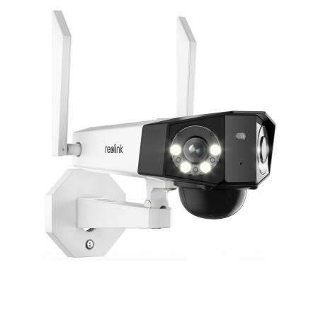 Conexiune 4G - Camera de supraveghere Reolink DUO 4G - LTE si baterie reincarcabila, lentile duble, detectare Persoana/Vehicul, vedere nocturna color, rezolutie 2K, slot MicroSD, unghi vizualizare orizontal 150°