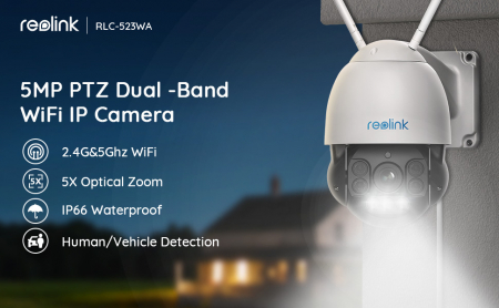 Camera de supraveghere Reolink RLC-523WA cu PTZ, WIFI, Auto Tracking, detectare Persoana/Vehicul, vedere nocturna color, slot Micro SD Card, rezolutie de 5MP Super HD, senzor de miscare [5]