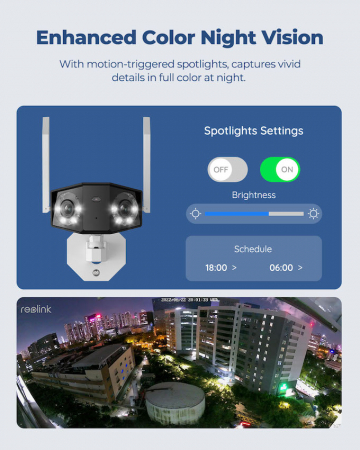 Reolink W730, WIFI dual lens surveillance camera with 8MP resolution, Person/Vehicle detection, 180° horizontal viewing angle [8]