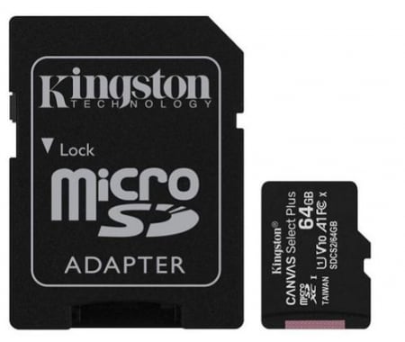 Accesorii camere de supraveghere - Kingston Canvas Select Plus Micro-SDXC 64GB Class 10 Memory Card