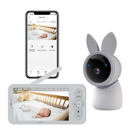 Monitor pentru bebelusi Arenti AInanny 2K UHD Video cu rotatie si inclinare, cu ecran LCD de 5 inch [0]