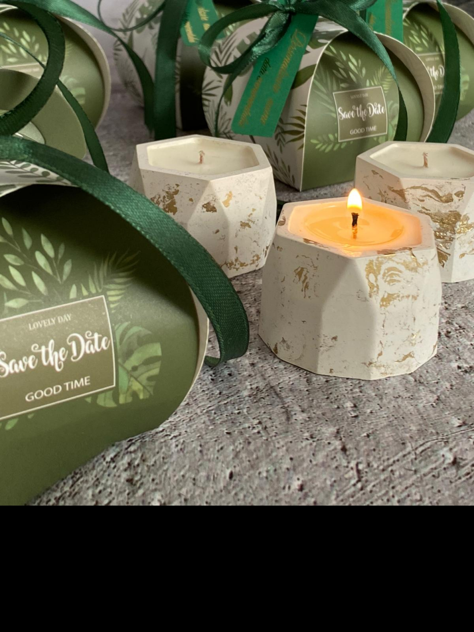 marturii nunta botez lumanari parfumate handmade verde cu fundita eleganta Myricandles [4]