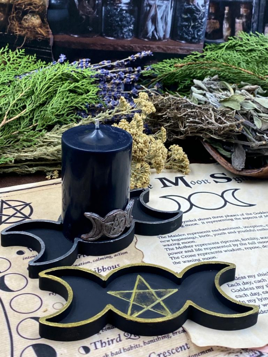 suport lumanare triple moon-witchcraft-ezoteric-magie-vraji-Halloween-myricandles [2]