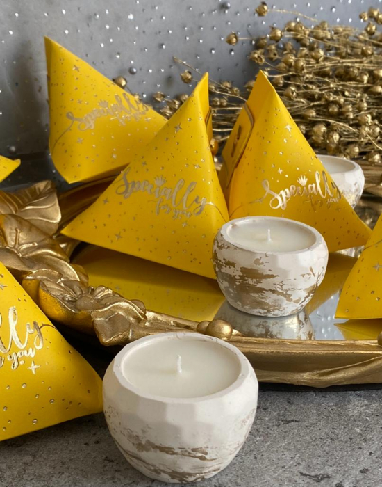marturii nunta-botez-marturii lumanari galbene-marturii elegante-lux-marturii deosebite-triangle yellow-myricandles [5]