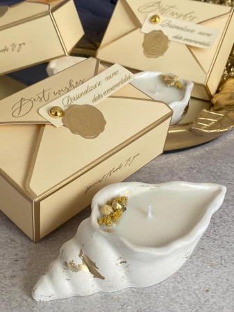 Marturii lumanari - marturii-marturii nunta-botez-marturii lumanari-marturii scoica elegante-marturii deosebite-shell-myricandles