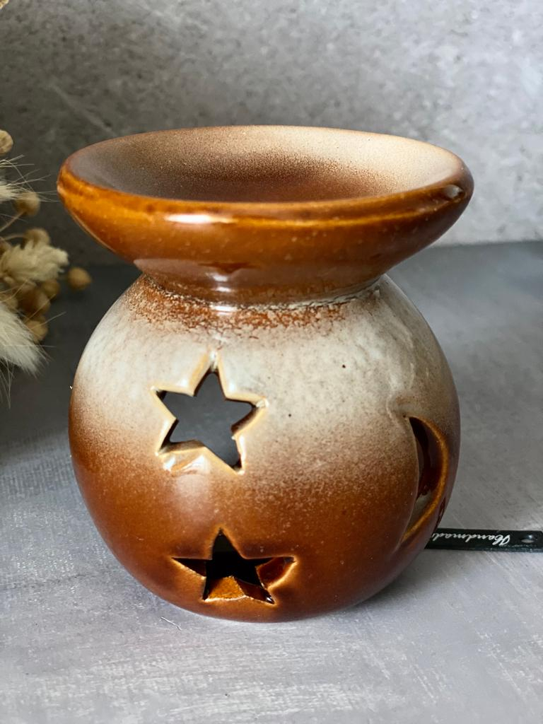 aromaterapie,maro/alb,din ceramica,pentru tablete ceara