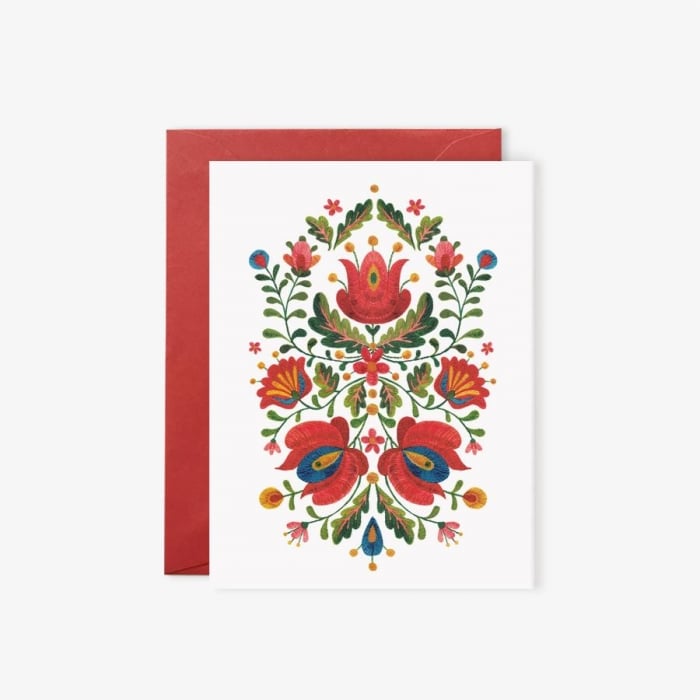 Greeting Card - Floral Embroidery [1]