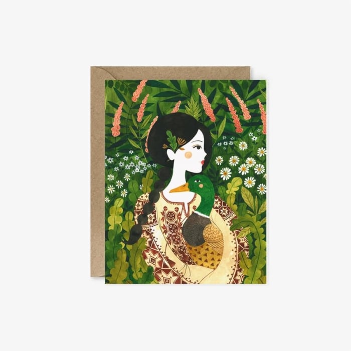 Greeting Card - Peasant Girl with Duck [1]