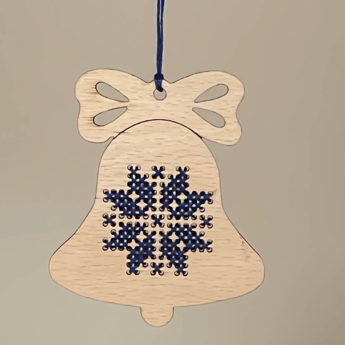 Hand stitched Wooden Christmas tree ornament - Jingle Bells pattern 2 [2]