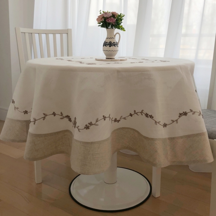 Round Tablecloth - 1.7 m Grey Border [5]