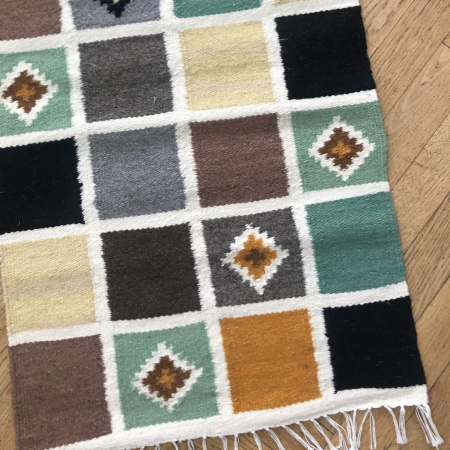 Handwoven Rug 90x50 cm - White Outlined Squares - pattern 3 [0]
