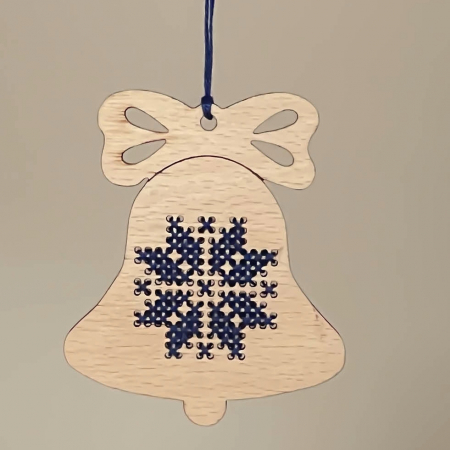 Hand stitched Wooden Christmas tree ornament - Jingle Bells pattern 2 [1]