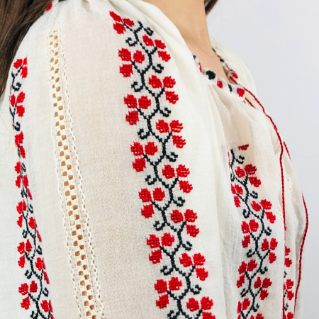 Romanian Blouse long sleeve motif Grapes red-black [1]
