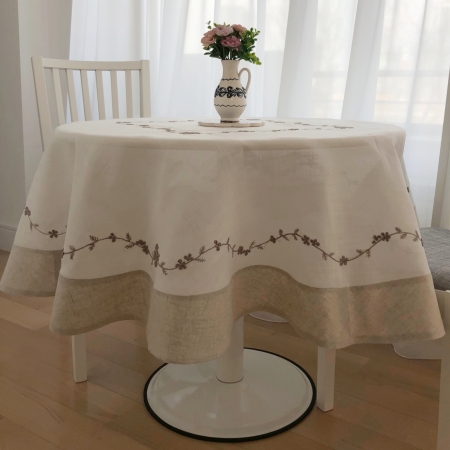 Round Tablecloth - 1.7 m Grey Border [4]