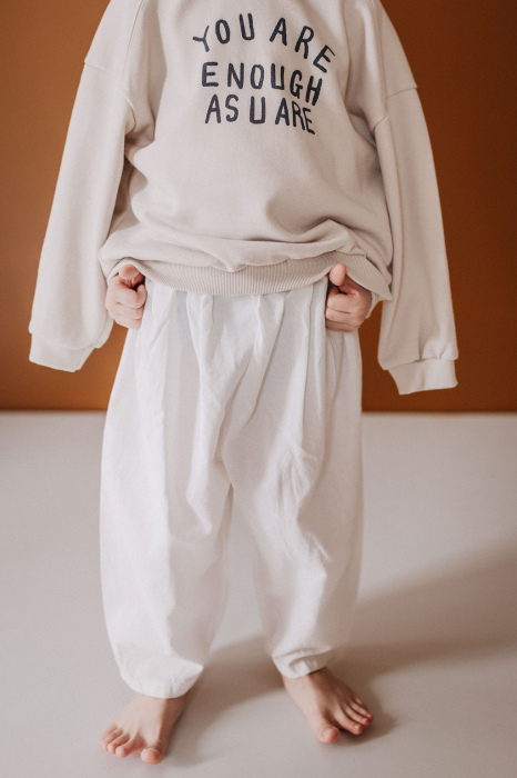 Pantaloni bumbac copii alb [8]