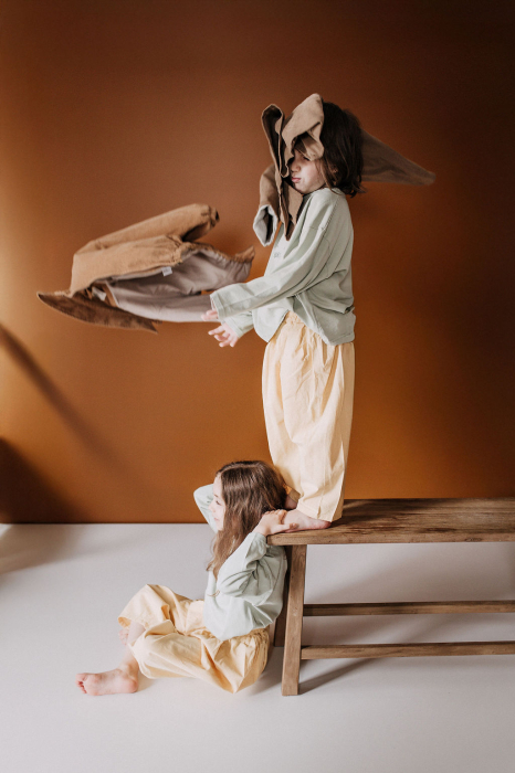 Pantaloni copii din bumbac, în stil minimalist [3]