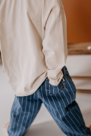 Blugi din bumbac, în stil retro, cu dungi verticale [2]