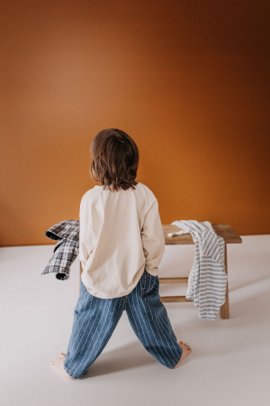 Blugi din bumbac, în stil retro, cu dungi verticale [1]