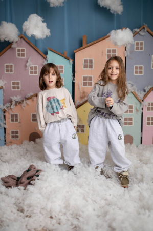 pantaloni copii jogger gri din bumbac captusiti [2]