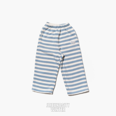 Dream Stripes – pantaloni copii căptușiți fleece, alb cu albastru [2]