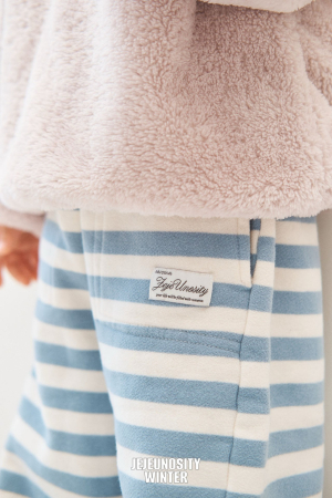 VIEW ALL - Dream Stripes – pantaloni copii căptușiți fleece, alb cu albastru