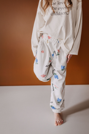 WHAT'S NEW - Pantaloni Realizați din bumbac, în stil minimalist, cu imprimeu floral